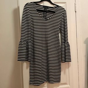 Striped mini dress with bell sleeves